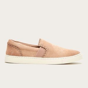 Frye Ivy Scallop Suede Slip on Sneakers Pale Blush